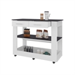 FM FURNITURE Kitchen Island with Open Storage White Engineered Wood