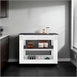 FM FURNITURE Kitchen Island with Open Storage White Engineered Wood