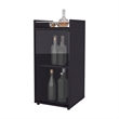 FM FURNITURE Glass Door Bar Cabinet with Shelves Black Engineered Wood