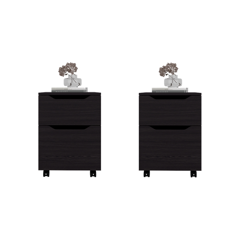 Ocala Set of 2 Nightstands Modern Bed Set with Storage Drawer & Shelf Wenge