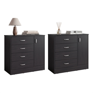 Lund Set of 2 Dressers Minimalist Modern Style High Capacity Bedroom Storage Furniture Engineered Wood  Brown