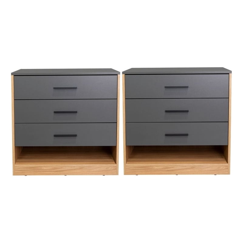 Boras Set of 2 Small Dressers Minimalist Modern Style High Capacity Bedroom Storage Furniture Engineered Wood Multi-Color