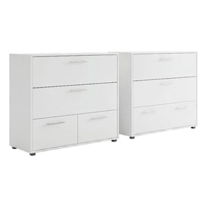Kiruna Set of 2 Small Dresser  Minimalist Modern Style  High Capacity Bedroom Storage Furniture Engineered Wood White
