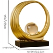 Modern Abstract Golden Resin Circle Crystal Ball Sculpture Elegant Decor