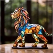 House of Avana Handcrafted Vibrant Multi-Color Mosaic Metal Lion Statue