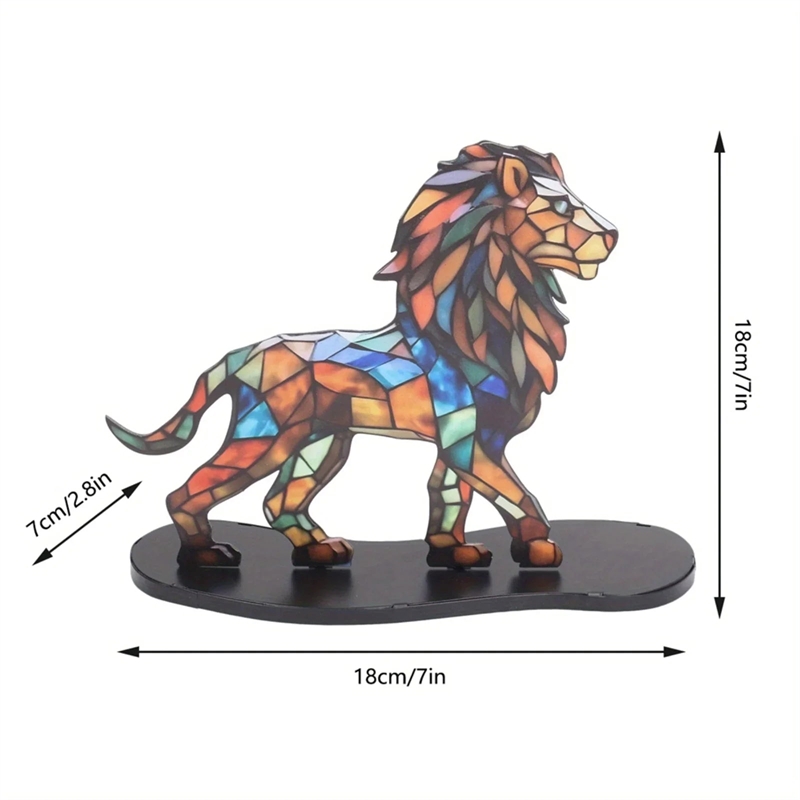 House of Avana Handcrafted Vibrant Multi-Color Mosaic Metal Lion Statue
