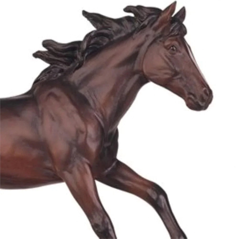 House of Avana Dark Brown Resin Galloping Horse Statue Elegant Home Decor