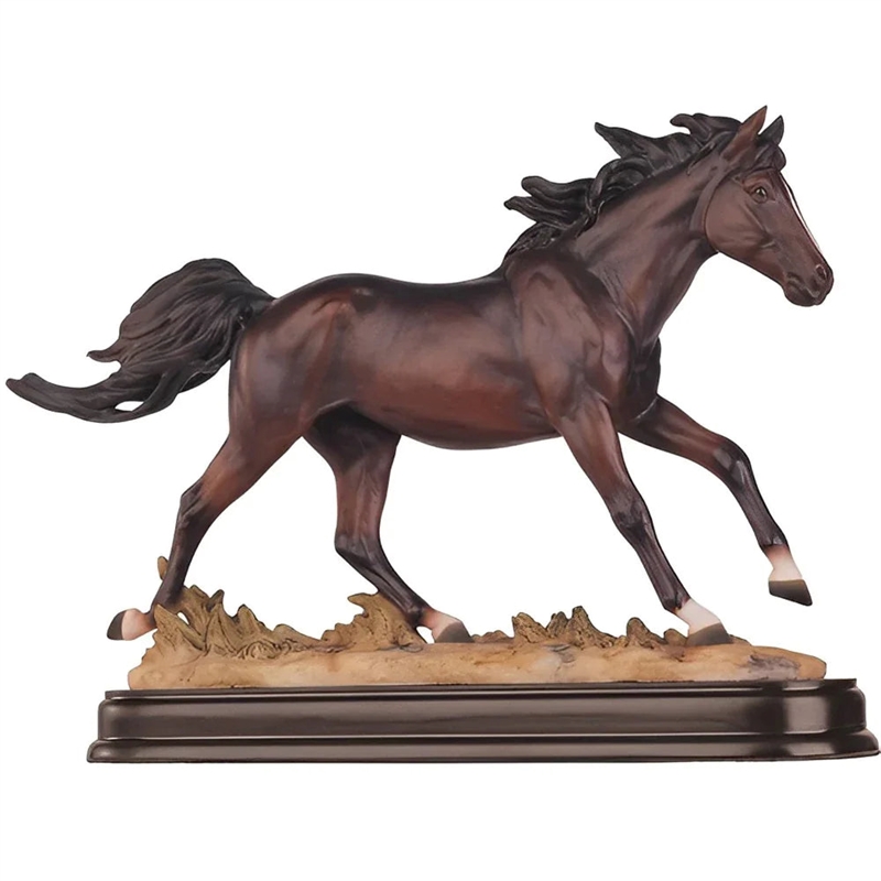 House of Avana Dark Brown Resin Galloping Horse Statue Elegant Home Decor