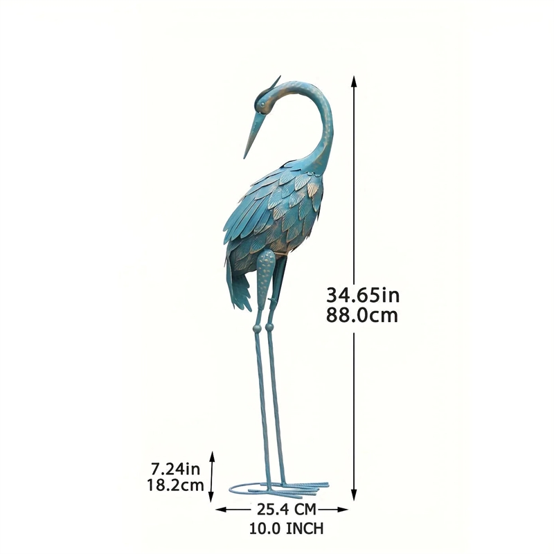 House of Avana Blue Metal Flamingo Statue Elegant Garden Decor Accent