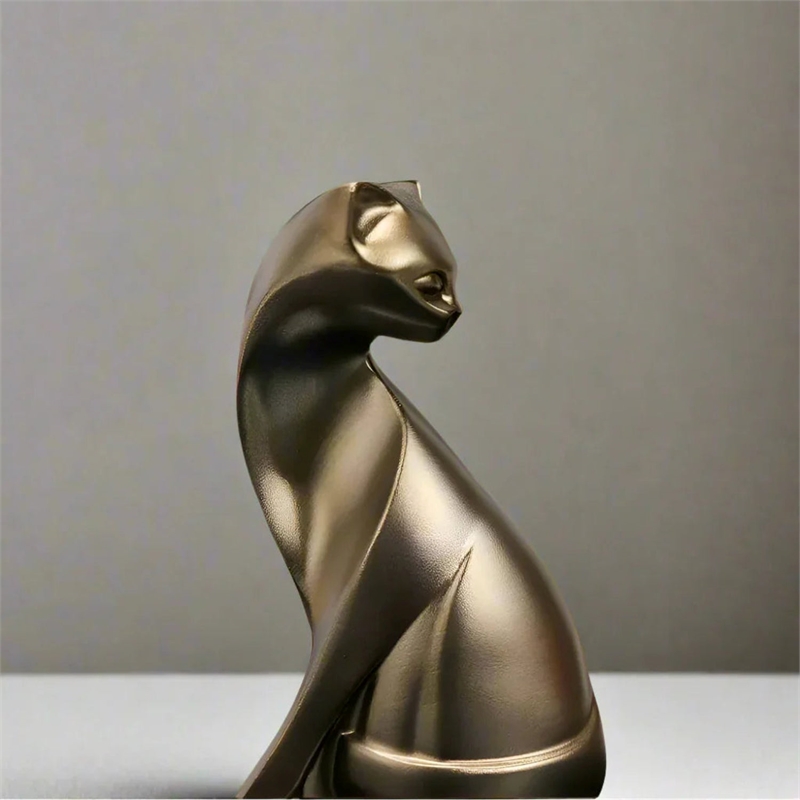 House of Avana Elegant Handcrafted Bronze Resin Cat Figurine for Home Decor