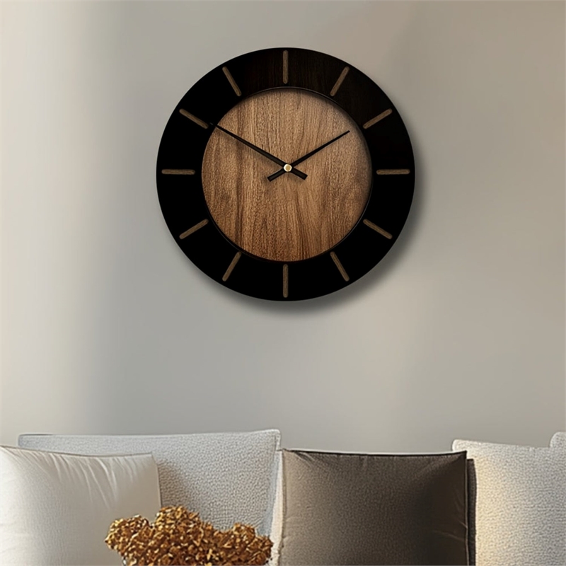 House of Avana Vintage Wooden Brown Silent Wall Clock