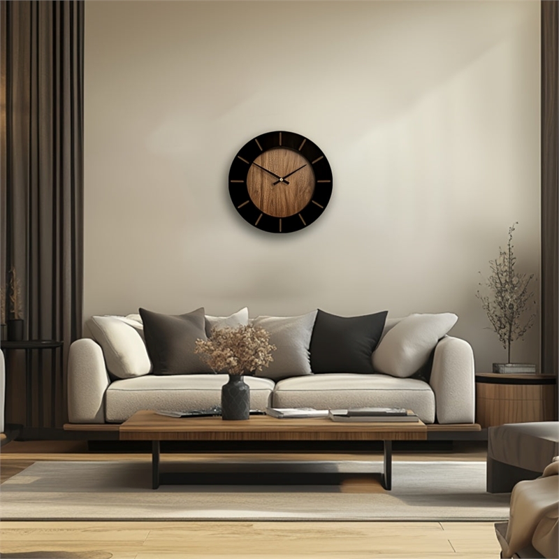 House of Avana Vintage Wooden Brown Silent Wall Clock