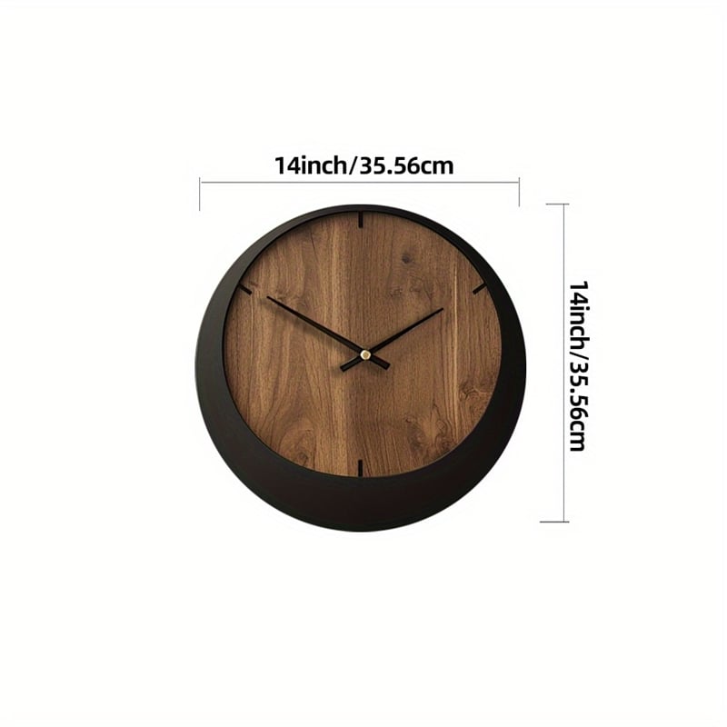 House of Avana Silent Wooden Brown and Black Wall Clock