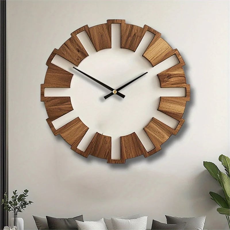 House of Avan Artistic Wooden Brown Round Wall Clock