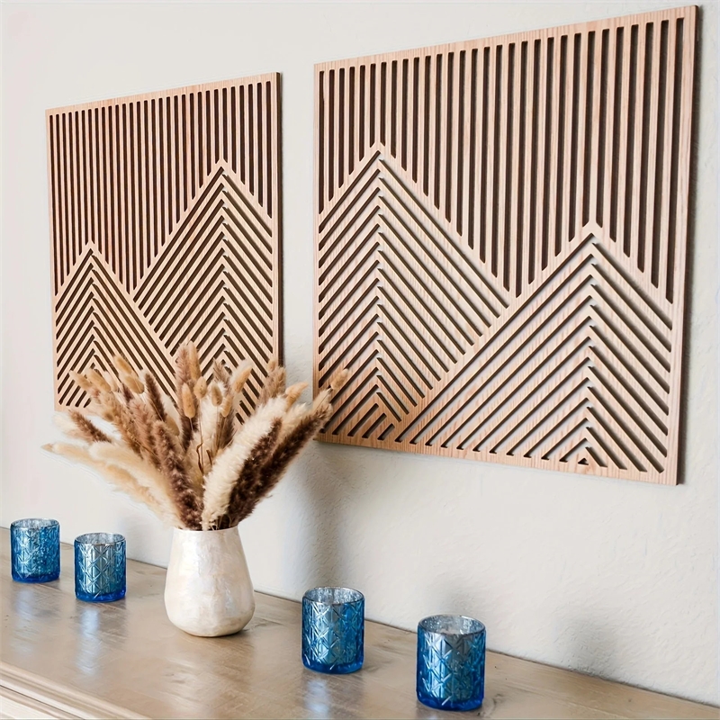 House of Avana 2 pieces Mountain Wood Brown Wall Art Decor