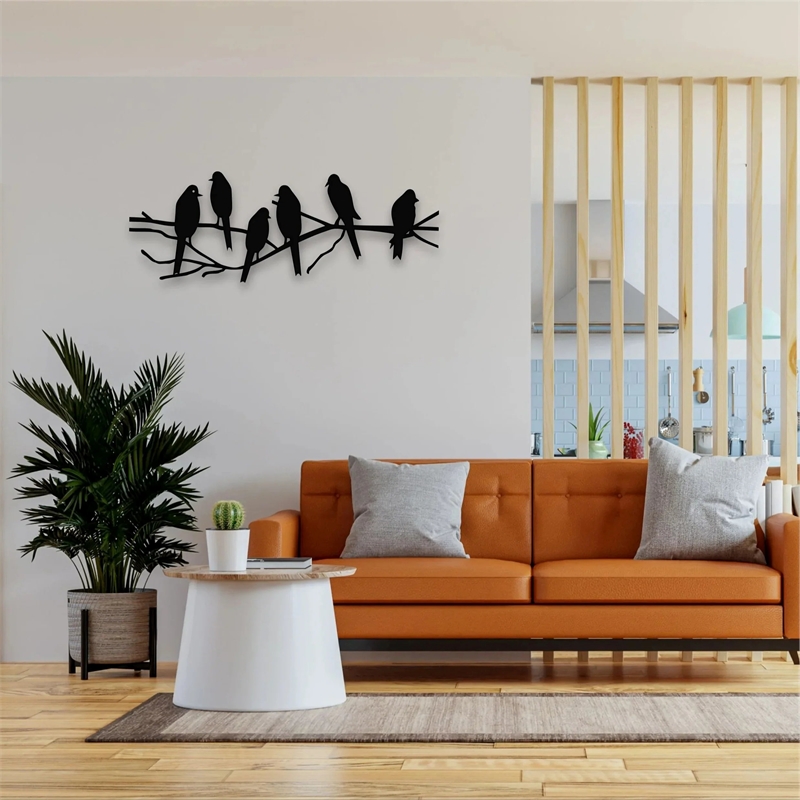 House of Avana Handcrafted Metal Black Birds on Tree Branch