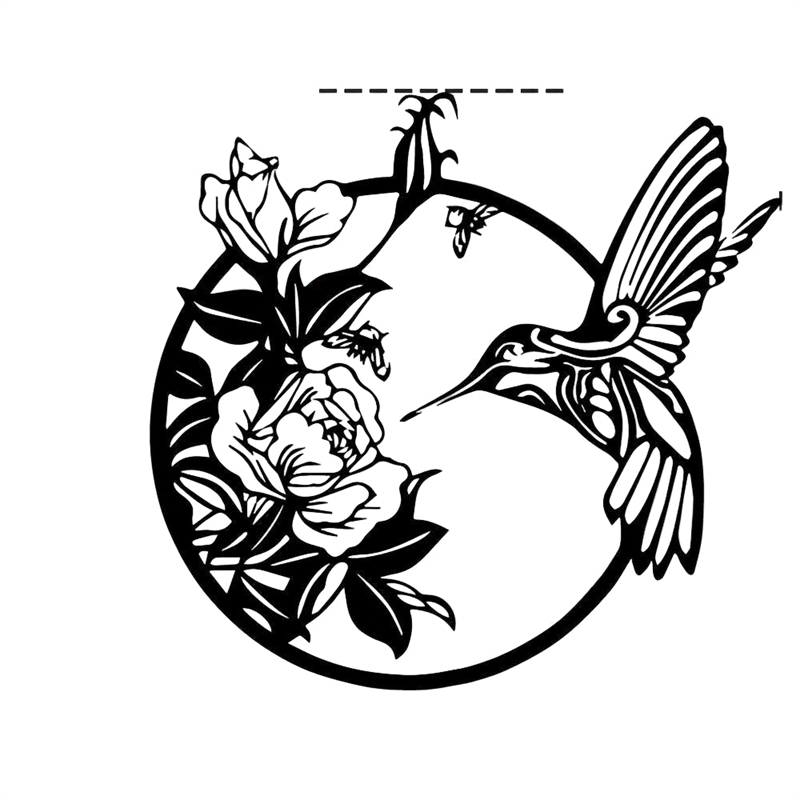 House of Avana Circular Black Metal Hummingbird Wall Art Decor