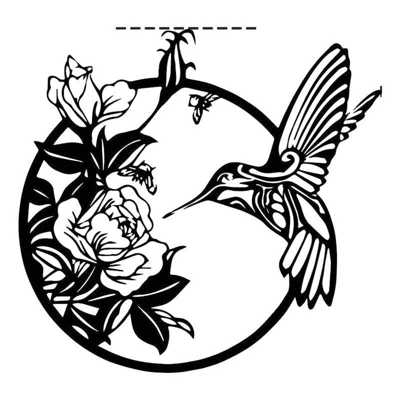 House of Avana Circular Black Metal Hummingbird Wall Art Decor