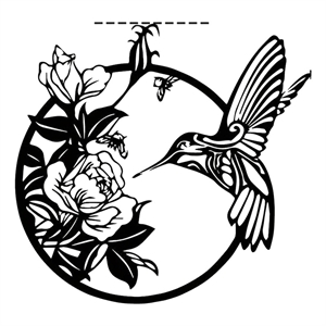 House of Avana Circular Black Metal Hummingbird Wall Art Decor