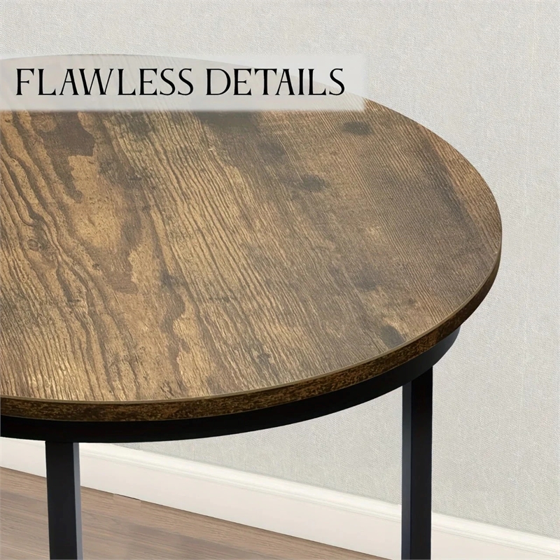 House Of Avana Round Coffee Table with Wood Grain Top