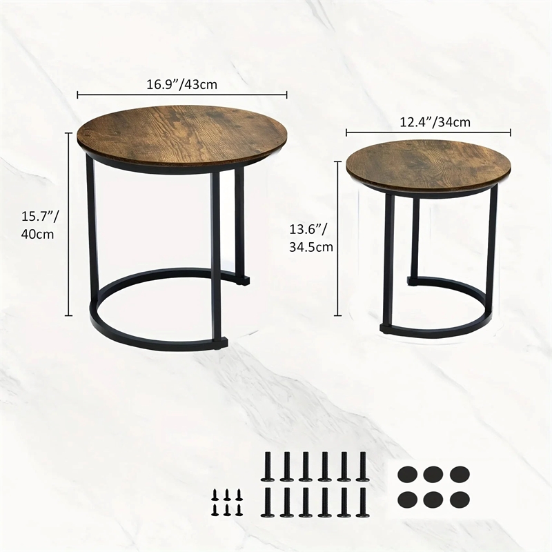 House Of Avana Round Coffee Table with Wood Grain Top
