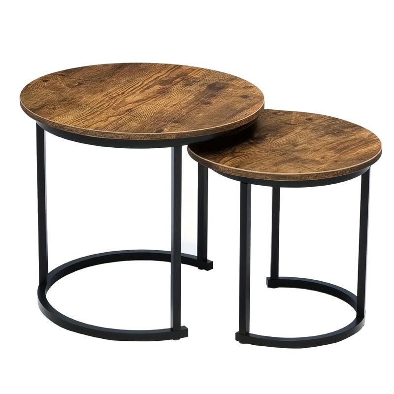 House Of Avana Round Coffee Table with Wood Grain Top