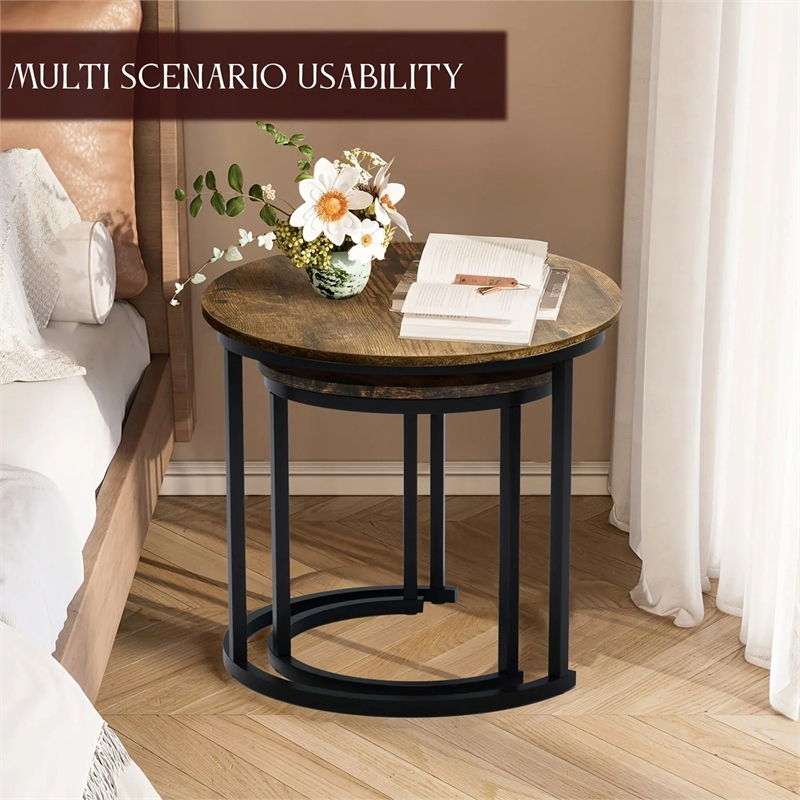 House Of Avana Round Coffee Table with Wood Grain Top