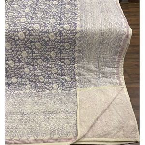Cream & Sage Green Floral Jaipur Indian Hand Block Print Quilted Comforter
