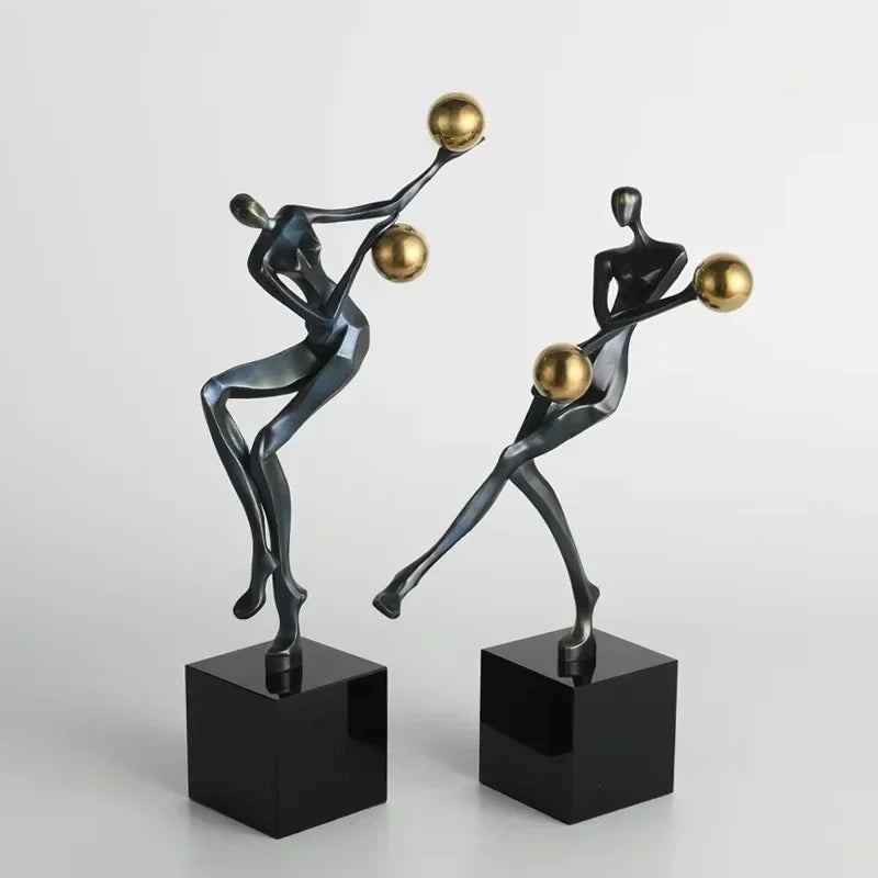 Metal Statue - Nordic Silver Acrobatic Figure