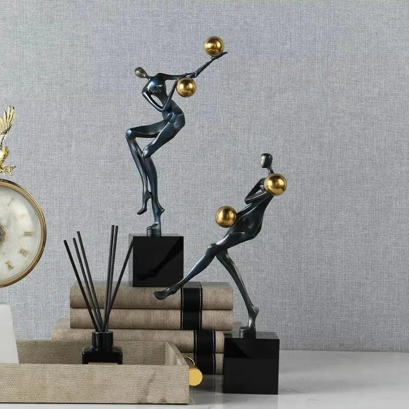 Metal Statue - Nordic Silver Acrobatic Figure