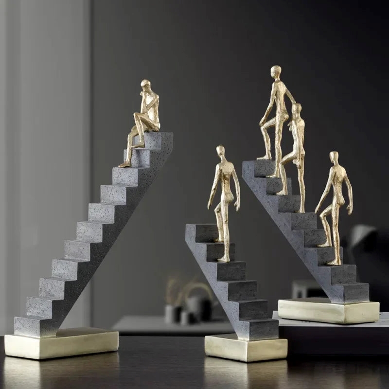 Abstract Figurine - Golden Staircase Sculpture