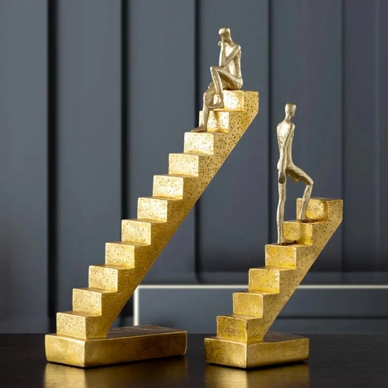 Abstract Figurine - Golden Staircase Sculpture
