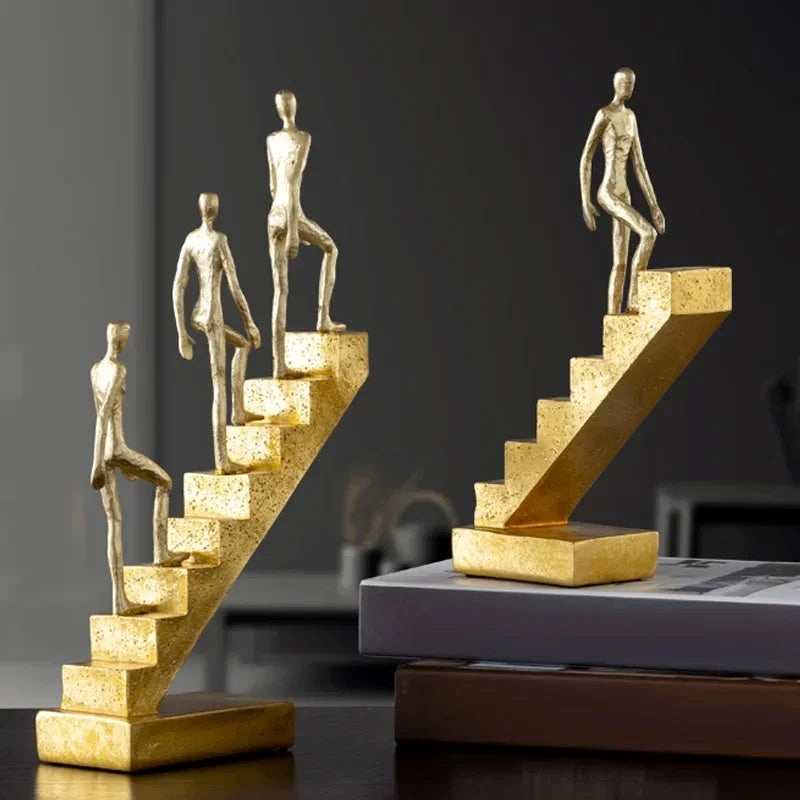 Abstract Figurine - Golden Staircase Sculpture
