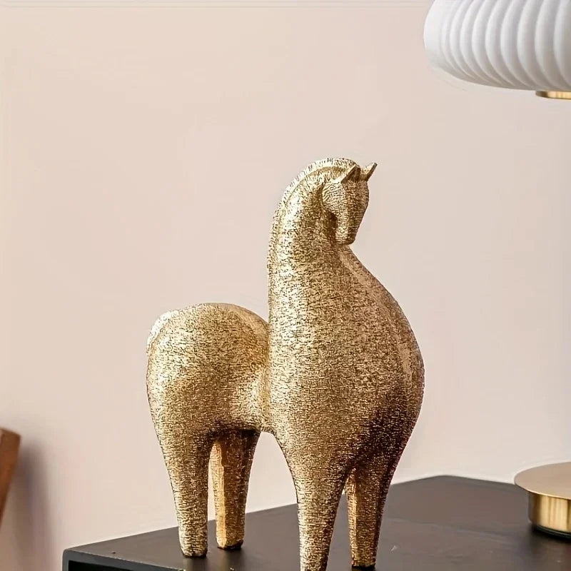 Modern Golden Horse Figurine - Abstract Nordic Design