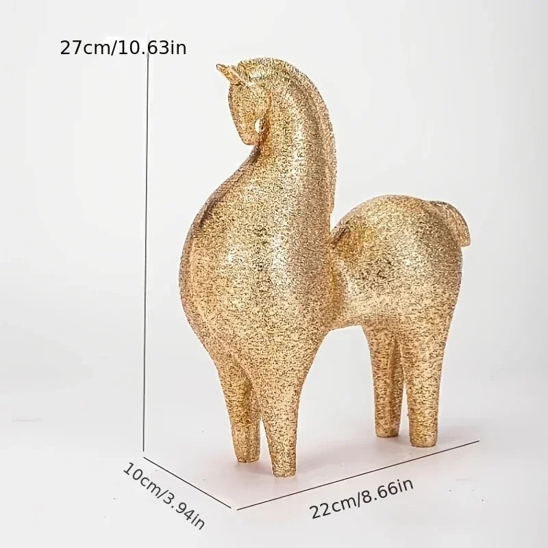 Modern Golden Horse Figurine - Abstract Nordic Design
