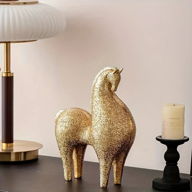 Modern Golden Horse Figurine - Abstract Nordic Design