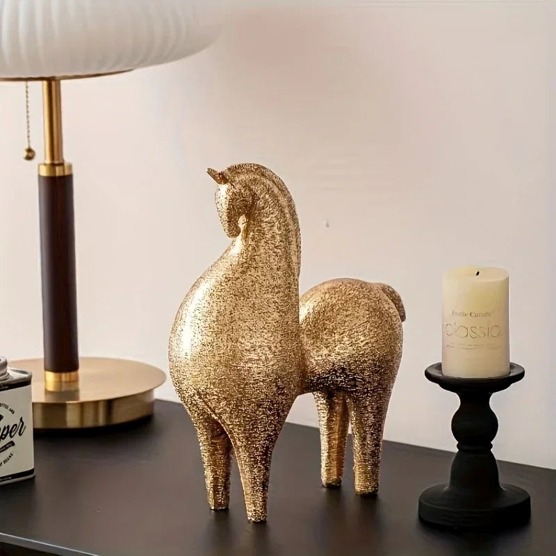 Modern Golden Horse Figurine - Abstract Nordic Design