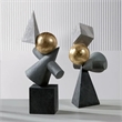 Geometric Black Sculpture - Gold Polyresin Triangular Abstract