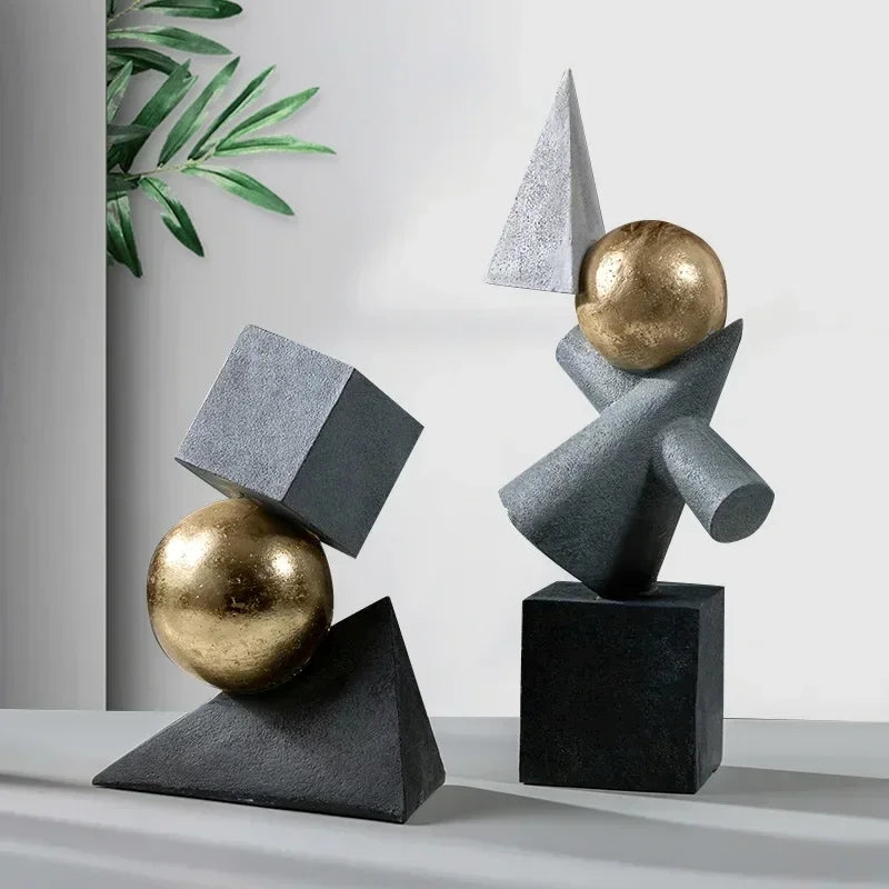 Geometric Sculpture - Gold Triangular Abstract
