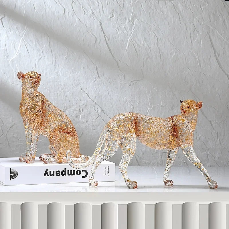 Animal Sculpture - Golden Leopard Ornament