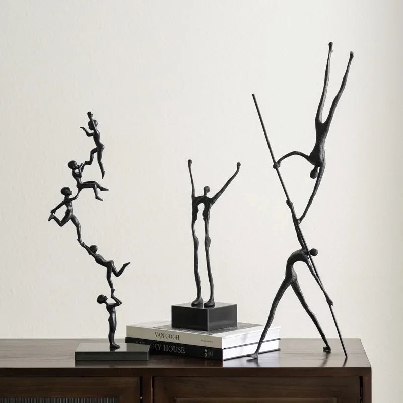 Abstract Sculpture - Acrobatic Figurine Gold Finish