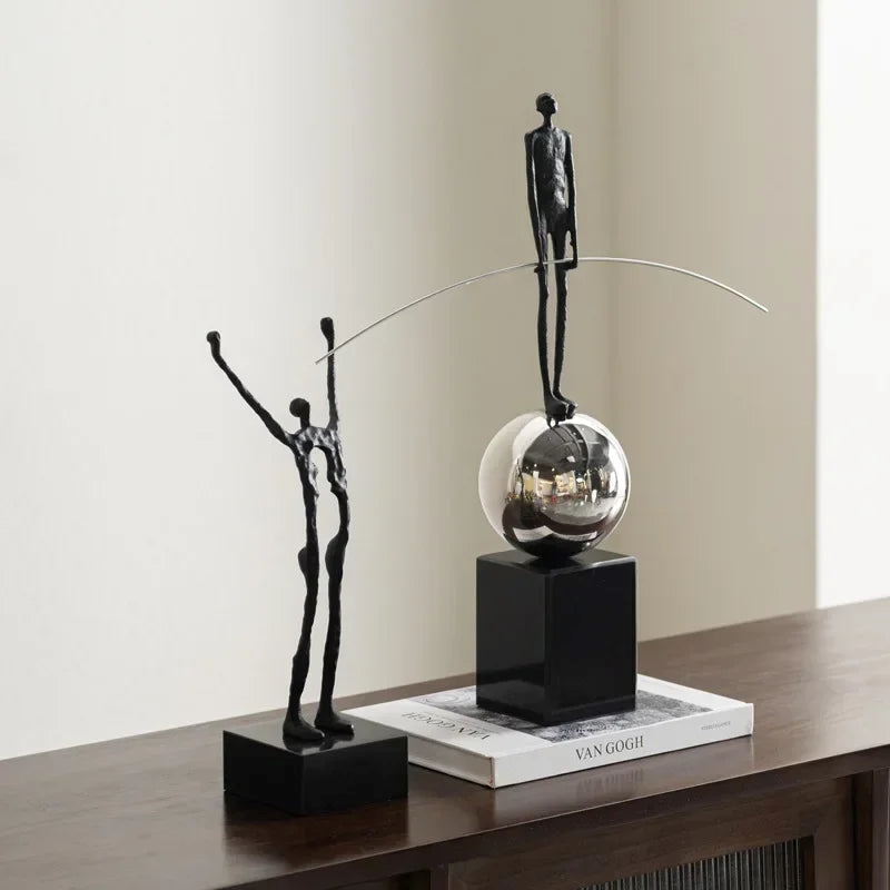 Abstract Sculpture - Acrobatic Figurine Gold Finish