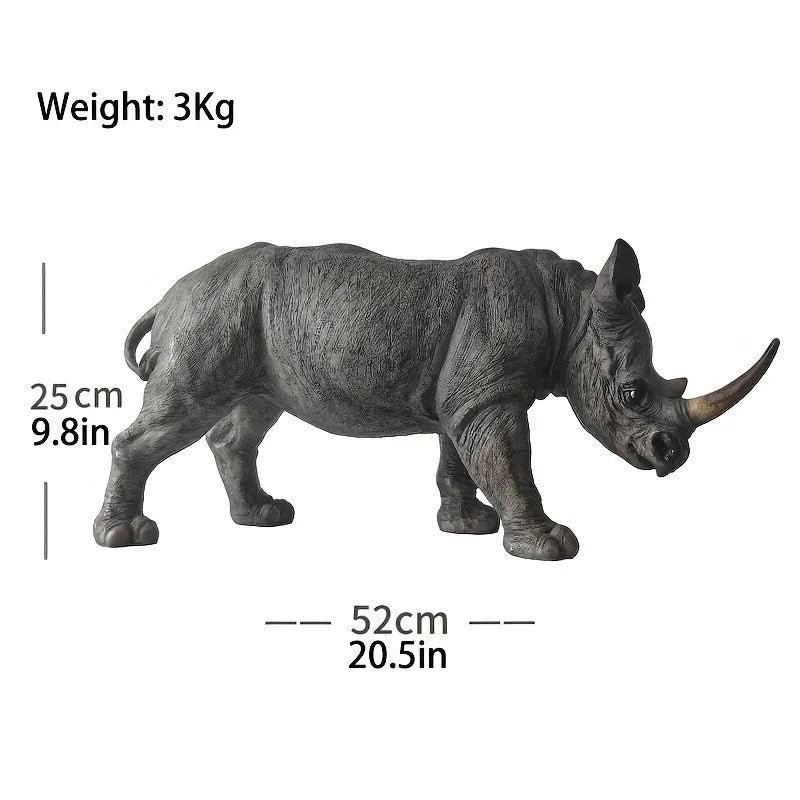 Rhinoceros Statue - Handcrafted Metal 20.5 Inches