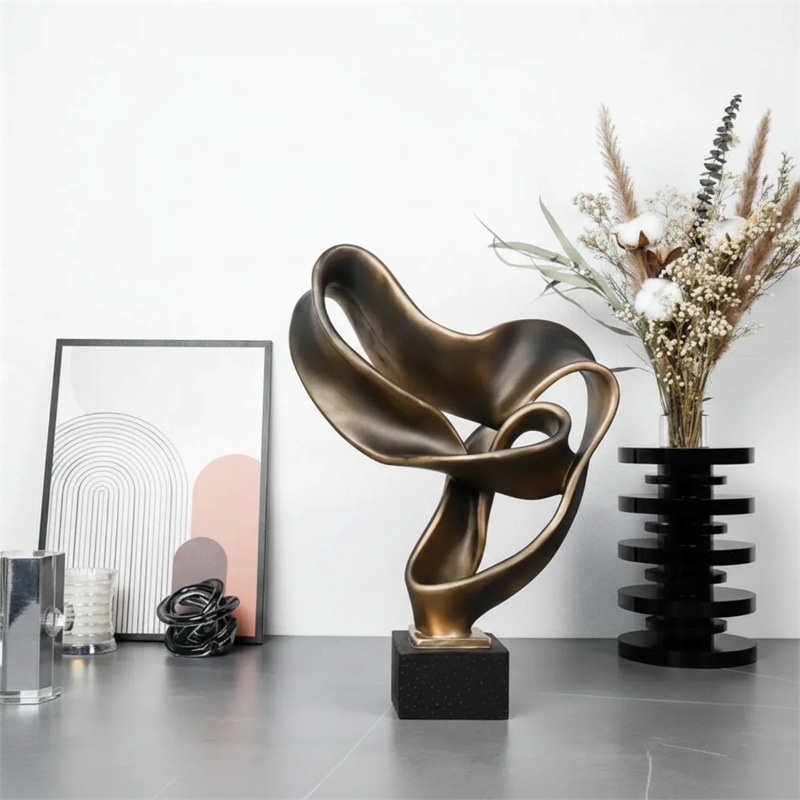 Modern Abstract Ribbon Sculpture - Luxury Home Decor Ornament