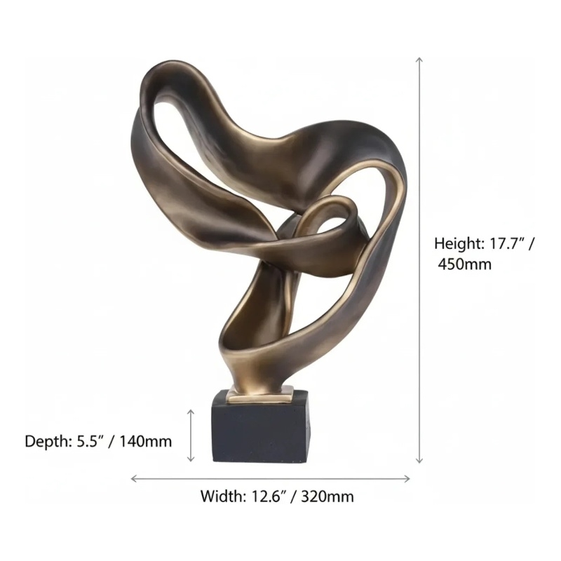 Modern Abstract Ribbon Sculpture - Luxury Home Decor Ornament