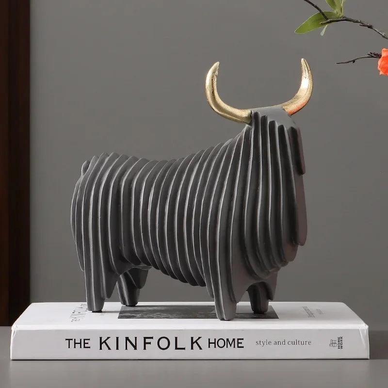 Elephant Figurine - Abstract Striped Decor