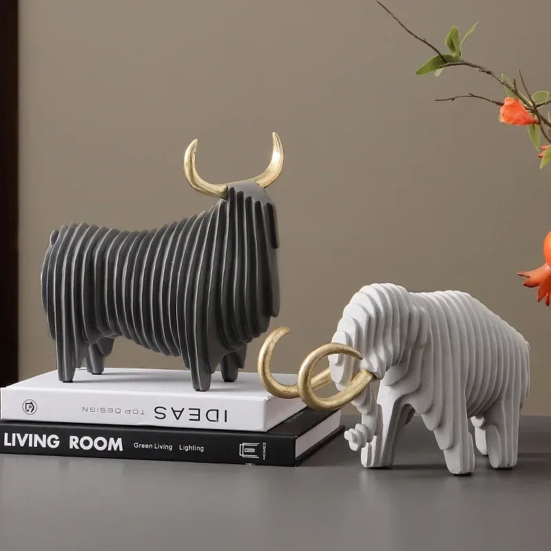 Elephant Figurine - Abstract Striped Decor
