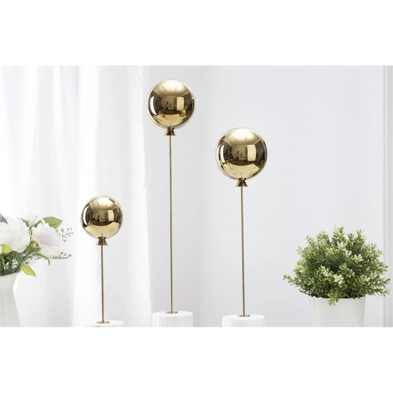 Marble Base Statue - Gold Metal Balloon Sculpture