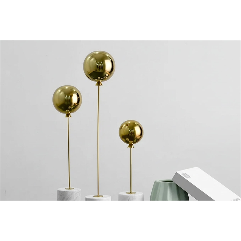 Marble Base Statue - Gold Metal Balloon Sculpture
