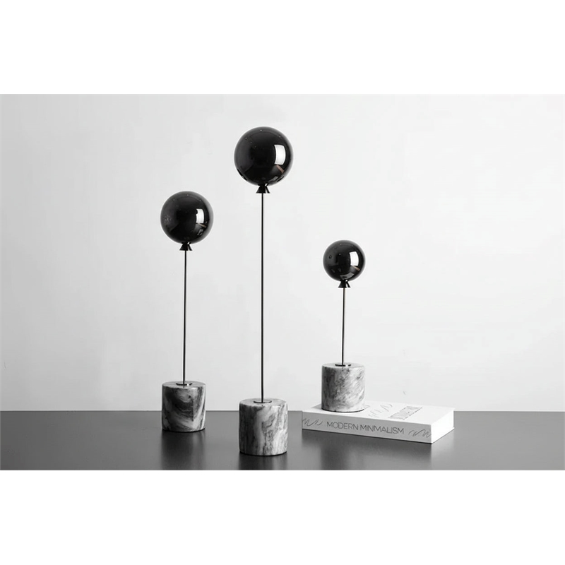 Marble Base Statue - Gold Metal Balloon Sculpture